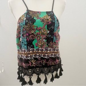Gianni Bini colorful tank top with tassels size large